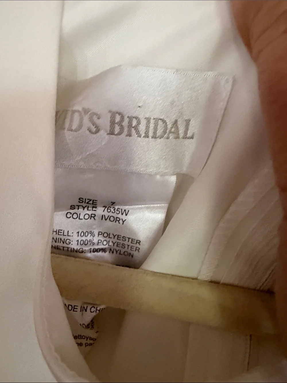 David's Bridal Ivory Girls' Satin Floral Waist Dress - Picture 2 of 6
